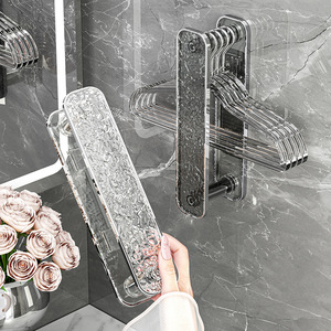 Yimijia Wall Mounted <b>Clothes</b> <b>Rack</b> Transparent Gray Telescopic Space Saving Bathroom Storage Organizer Rectangle Shape - Product Image 1