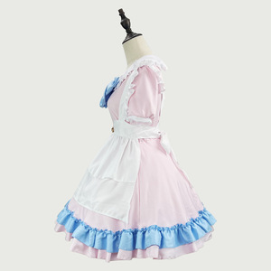 Sweet Maid Outfit Plus Size Pink White Bell Collar Dress Cosplay Costume Halloween Costume Women's Sexy Costumes - Product Image 3
