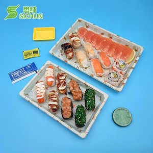 Custom Printing Biodegradable pla eco Takeaway Sushi Packaging Box with Clear Anti Fog Lid