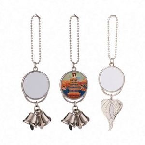 Porte-clés vierges pour sublimation, motif aile d'ange, en métal, pour impression par transfert thermique, ornements de Noël, breloques pour rétroviseur de voiture - Product Image 1
