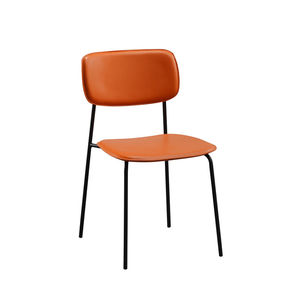 Meubles modernes à bas prix chaises en tissu empilables resaturant pied en métal cuir dur salle à manger Charis - Product Image 1