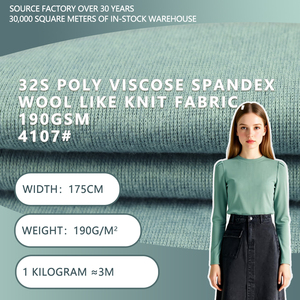 Tela de punto tipo lana 32S de poliviscosa y spandex, 175 cm de ancho, 190 g/m², suave y elástica para prendas de moda. - Product Image 2