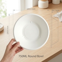 Assiettes et bols ronds jetables en bagasse pour le déjeuner, les fêtes, boîtes à lunch écologiques