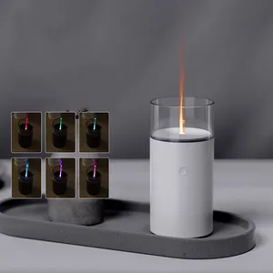 Candlelight Design Portable Essential Oil Ultrasonic Air Humidifier Aroma Diffuser Candle Jar Ambient Light Free Spare Parts