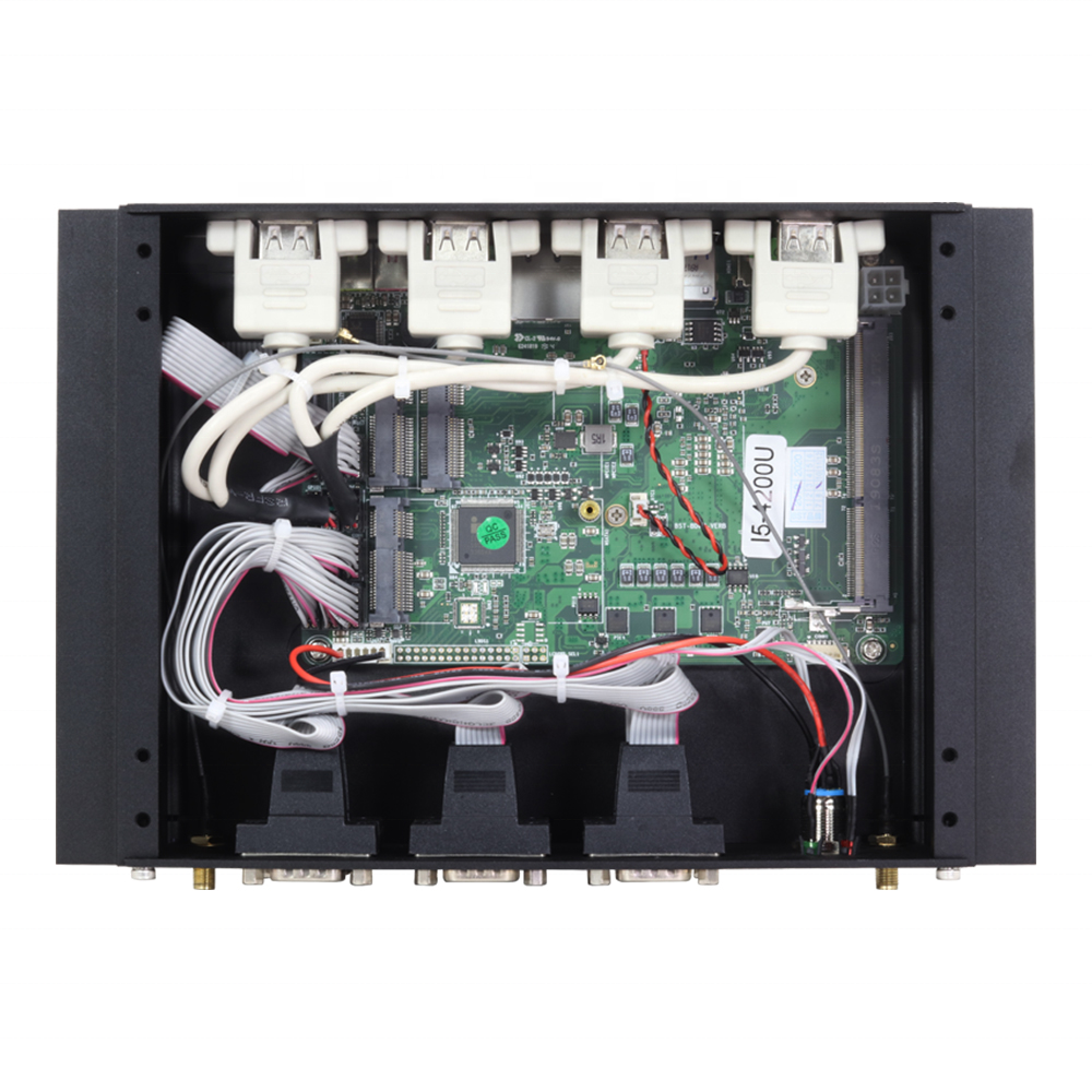 Безвентиляторный Встроенный промышленный компьютер Core i5 i7 4500U, двойная локальная сеть, мини-ПК, настольные компьютеры с 2 * RJ45 6 * RS232 COM 8 * USB двойной дисплей