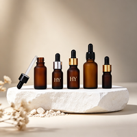 Flacon compte-gouttes en verre ambré dépoli opaque pour huiles essentielles, flacon de recharge cosmétique