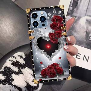 Argento amore cuore stampa galvanica quadrato TPU custodia per telefono cellulare per <span class=keywords><strong>Samsung</strong></span> <span class=keywords><strong>S20</strong></span> S21 S22 S23 S24 Ultra Plus S23FE - Product Image 3