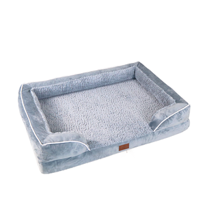 Cama ortopédica de terciopelo gris oscuro personalizada para perros cama mediana-grande para mascotas de espuma viscoelástica moda moderna para viajes al aire libre cama rectangular - Product Image 6