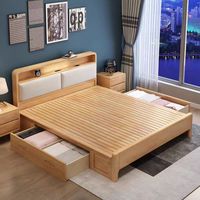 Meubles de chambre à coucher de style nordique 2025, lit king size en bois massif, ensembles de meubles de chambre à coucher double king size français