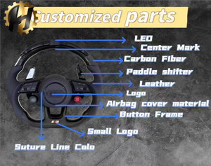 Volant de course HZ Racing ECR en fibre de carbone à fond plat, conçu sur mesure, rouge, pour <span class=keywords><strong>Audi</strong></span> A3/A4 B9/<span class=keywords><strong>A5</strong></span> RS3/RS4/RS5/S3/S4 - Product Image 5