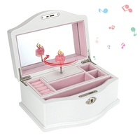 Boîte à bijoux de luxe en bois rose avec ballerine rotative SANKYO pour enfants, mouvement de luxe SANKYO utilisé en MDF, manivelle carrée