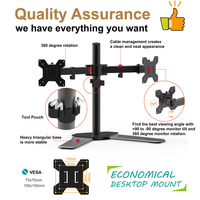 Support de bureau réglable à double bras Max VESA 100*100mm pour 2 moniteurs