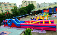 Parcours d'obstacles gonflable modulaire commercial personnalisé, parc d'attractions géant pour enfants et adultes, location pour événements en plein air