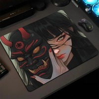 Masque japonais Fille Vitesse Tapis de souris Gamer Noir Tapis de souris Bureau d'ordinateur Tapis de bureau PC Portable Clavier Tapis de jeu