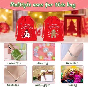 10*16cm Merry Christmas Santa Red Velvet <b>Drawstring</b> Pouch Gift <b>Bags</b> - Product Image 4