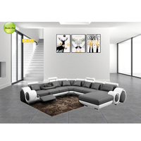Canapé d'angle inclinable en cuir de luxe nordique, canapé fonctionnel en forme de L de couleur personnalisée pour salon