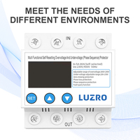 Protecteur de surtension et de sous-tension réglable à réinitialisation automatique LUZRO AC 80A avec écran LCD 380V 3P+N Protection contre la perte de phase