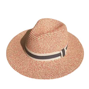 Fashion Breathable Adjustable Summer Sunshade Grass Custom Logo Women Cowboy Panama Straw Hat