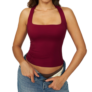 Top <span class=keywords><strong>Halter</strong></span> sin Mangas con Colores Nuevos de Invierno 2025, Etiqueta Privada Personalizada, Ropa de Yoga Directamente de Fábrica, Chaleco Deportivo con Sujetador Incorporado - Product Image 3