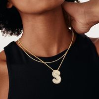 Collar con Colgante de Letras A-Z Brillantes de Alta Calidad, Iniciales del Nombre, Alfabeto para Mujer, Joyería de Lujo, Accesorios, Regalos