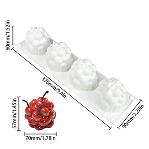 Molde de Silicona para Mousse en Forma de Cereza de 4 Cavidades, Molde Flexible para Postres con Forma de Fruta, Silicona de Grado Alimenticio, Libre de BPA, Resistente al Calor - Product Image 2