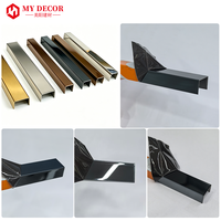 Échantillon gratuit de bordure de carrelage en métal chromé argent brossé en forme de U, 10 mm, bordure décorative en métal pour sol, bordure de marbre, bordure de carrelage en acier inoxydable