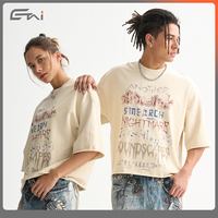 T-shirts Boxy en Molleton Bouclette Épais 270 g/m² Streetwear Personnalisable Impression Sérigraphique Ourlet Brut T-shirt Vêtements Crop Top pour Homme