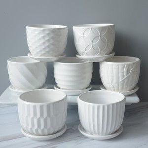 Cerámica Dehua porcelana suculenta planta <span class=keywords><strong>maceta</strong></span> pequeña flor estante Puro Blanco rayas lavabo - Product Image 2