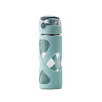 Bouteille d'eau en verre borosilicaté à haute teneur en 500ml Bouteille d'eau portable avec logo personnalisé avec manchon de protection