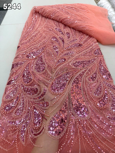 Bestway Brillant Sequin et Perles Broderie Net Dentelle Robe de Soirée Dentelle pour Aso Ebi Mariage - Product Image 1