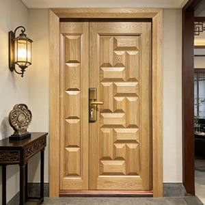 Puerta de Seguridad de Acero Moderna de Alta Calidad, Puerta Metálica de Entrada Principal Exterior para Villa/Apartamento - Product Image 4