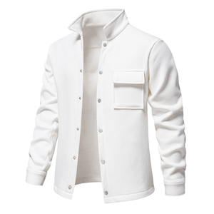 <b>Men's</b> Stand Collar <b>Cardigan</b> Jacket Dot Pattern Button Front Breathable Windproof Eco Friendly Winter Coat - Product Image 1