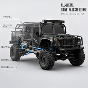 MILI 1:12 Camion RC tout-terrain 4x4 entièrement proportionnel 2.4G avec châssis tout métal, étanche IPX4 et éclairage LED, véhicule d'escalade - Product Image 6