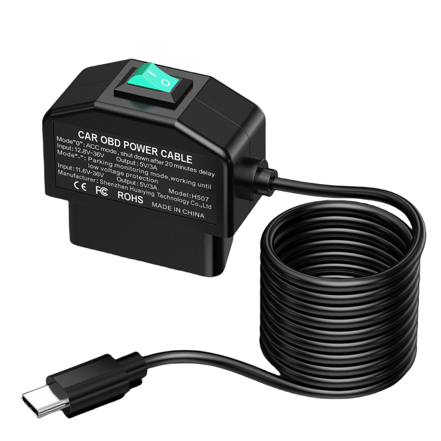 Intelligent OBD Parking Monitoring Line With Three Lines and ACC Time-lapse Recording 12V24V to 5V3A