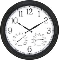Jam Dinding Logam Besar 23 Inci dengan Termometer Higrometer Gaya Vintage untuk Dekorasi Rumah & Taman Luar Ruangan Patio Ukuran Besar Quartz