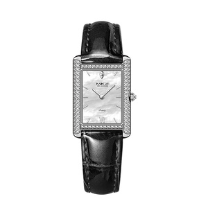 Custom Logo 24MM Luxury Women's Square Quartz <b>Watches</b> 316L Stainless Steel Case Genuine Leather Strap Classic Ladies Wrist <b>Watch</b> - Product Image 6
