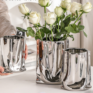 <strong>Decorative</strong> <strong>Table</strong> Vase Ceramic Silver-plated Vase Flower Arrangement Home <strong>Decoration</strong> Centerpiece Vase Living Room Dining <strong>Table</strong> - Product Image 2