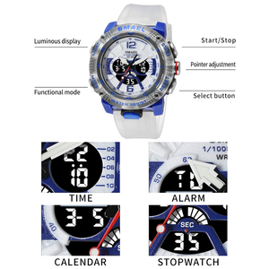Montre numérique LED SMAEL 8058 pour jeunes, mode, alarme, antichoc, double montre, chrono, étanche, grande montre pour hommes, montre cool - Product Image 3
