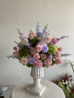 F156 Boules de fleurs artificielles en soie blanches et vertes à prix spécial, directement de l'usine, pour centres de table de mariage et décoration d'allées