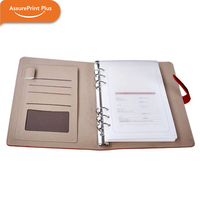 Diario de Negocios Personalizado con Tapa Dura de Cuero PU y Tela de PVC, Encuadernación de Hojas Sueltas, 100 Hojas, Lazo Oculto para Bolígrafo, Grueso, para Planificación de Proyectos