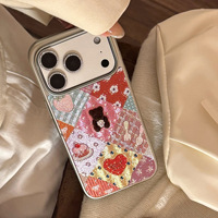 Coque de téléphone magnétique en TPU 2.0B avec motif ours rose scintillant, finition mate, patchwork saison printemps