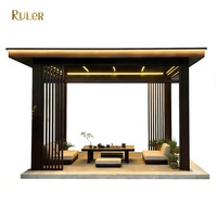 Gazebo Moderno para Patio, Impermeable y Resistente al Viento, Pérgola de Aluminio con Techo Fijo y Duradero