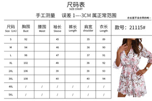 Abito da donna primavera stampa floreale con scollo a V Casual a <span class=keywords><strong>tre</strong></span> <span class=keywords><strong>quarti</strong></span> <span class=keywords><strong>manica</strong></span> con volant abito Modulare elegante da donna a linea per feste Vestidos 2024 - Product Image 2