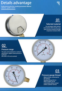 उच्च परिशुद्धता 100 मिमी चीन दबाव गेज 400बार शॉक प्रूफ सैनिटरी डायाफ्राम मैनोमीटर - Product Image 4