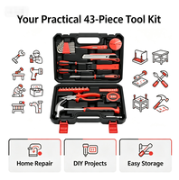 Ensemble d'outils ménagers en acier au carbone de 43 pièces, kit d'outils de réparation manuels avec boîte à outils rigide pour l'entretien domestique OEM