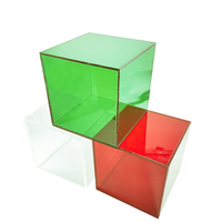 Vente en gros de cubes en acrylique coloré présentoir carré à 5 faces plateau en plexiglas support de magasin de détail boîte de présentation en lucite
