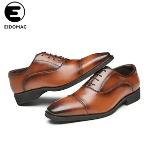 Sepatu kulit paten mewah untuk pria, sepatu Formal bisnis kualitas terbaik, sepatu pijat kulit paten mewah untuk pria