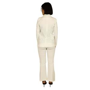 Pantalon pour femmes, crème, taille haute, jambes évasées, grande taille, vêtements de cérémonie - Product Image 5