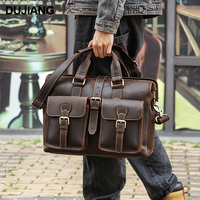 Sac à bandoulière vintage en cuir véritable pour homme, sacoche de bureau 15,6 pouces en cuir Crazy Horse