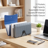 Porte-documents extensible portable Weishu en PP, classeur accordéon à 12 poches avec cordon pour cartes, coupons et reçus A6